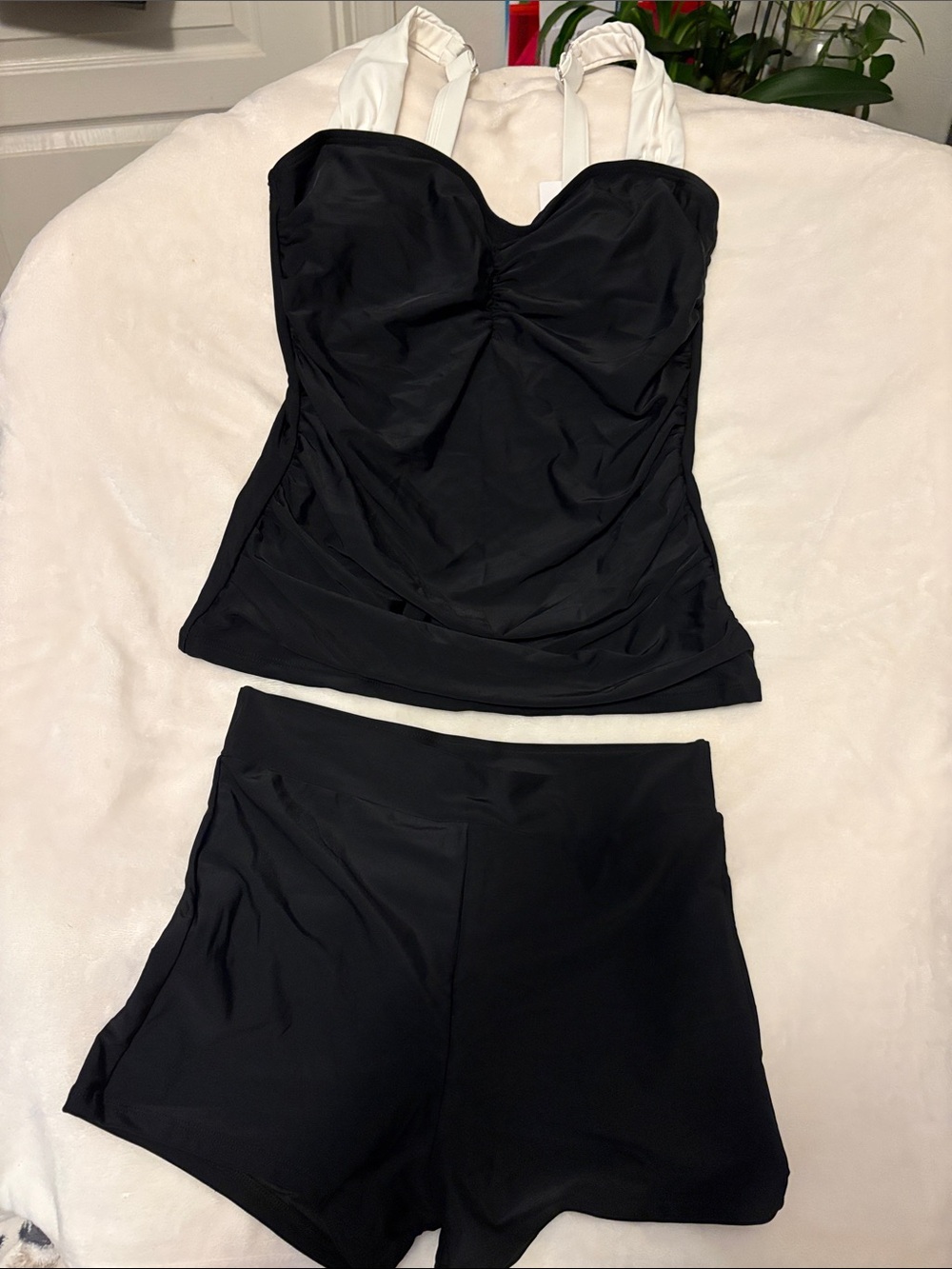 Black and White Tankini Swim Set - Women's Two-Piece